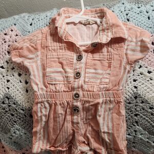 Jessica Simpson Peach Striped Kids Romper